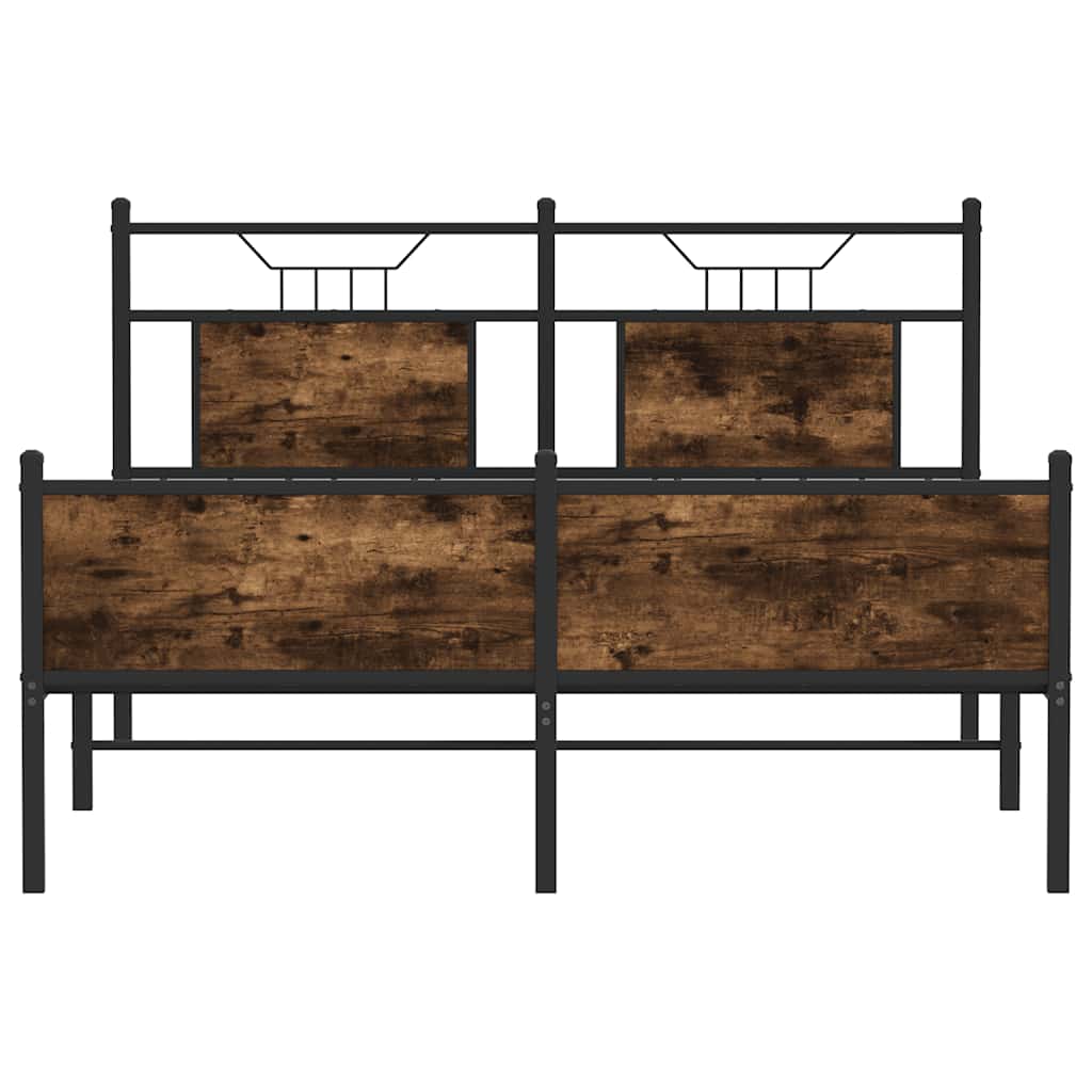 Bed Frame without Mattress Smoked Oak 140x200 cm Engineered Wood