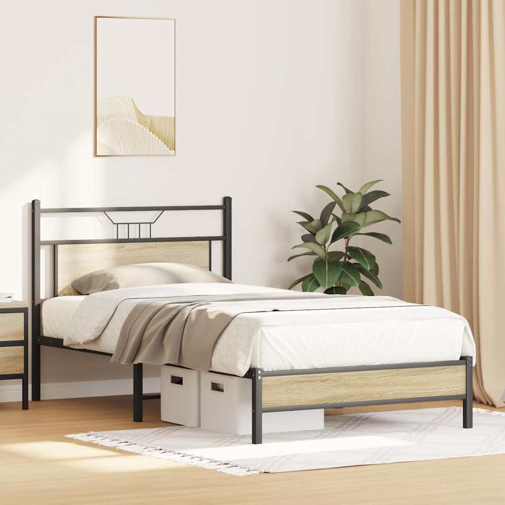 Bed Frame without Mattress Sonoma Oak 100x200 cm Engineered Wood