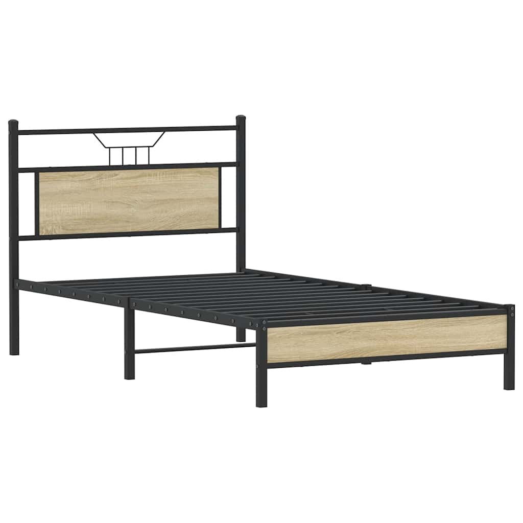 Bed Frame without Mattress Sonoma Oak 100x200 cm Engineered Wood