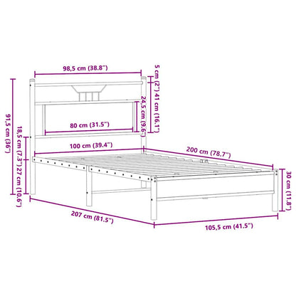 Bed Frame without Mattress Sonoma Oak 100x200 cm Engineered Wood