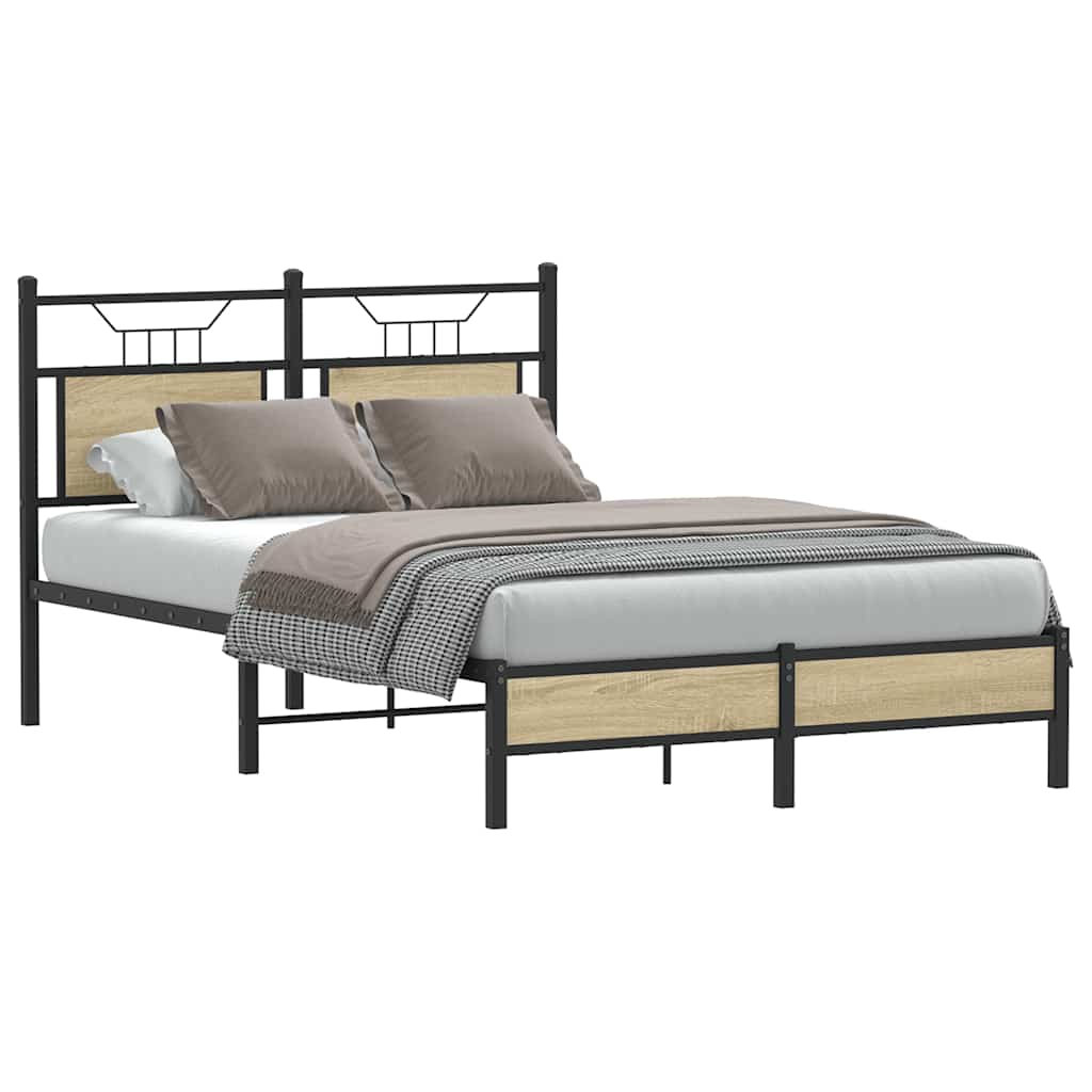 Bed Frame without Mattress Sonoma Oak 120x190 cm Small Double Engineered Wood
