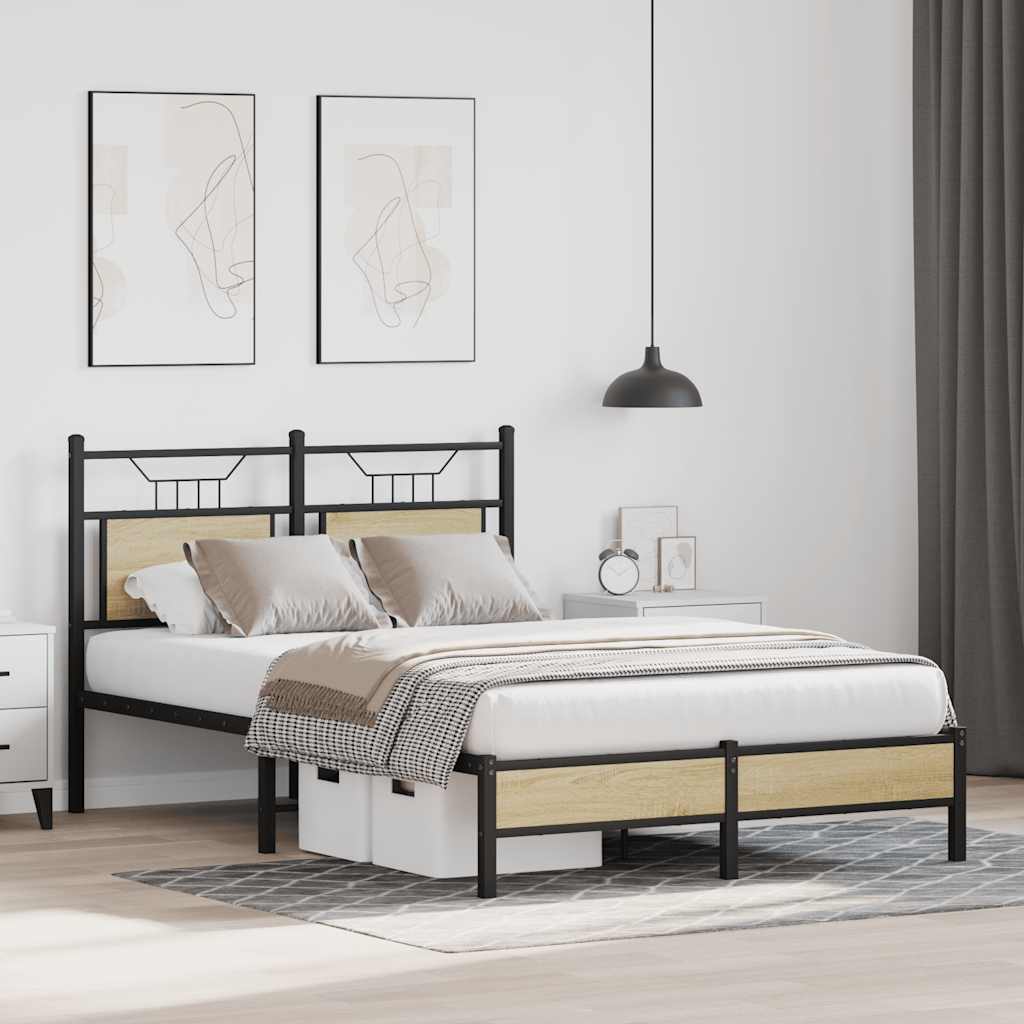 Bed Frame without Mattress Sonoma Oak 120x190 cm Small Double Engineered Wood
