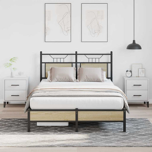 Bed Frame without Mattress Sonoma Oak 120x190 cm Small Double Engineered Wood