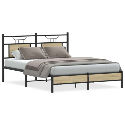 Bed Frame without Mattress Sonoma Oak 140x200 cm Engineered Wood