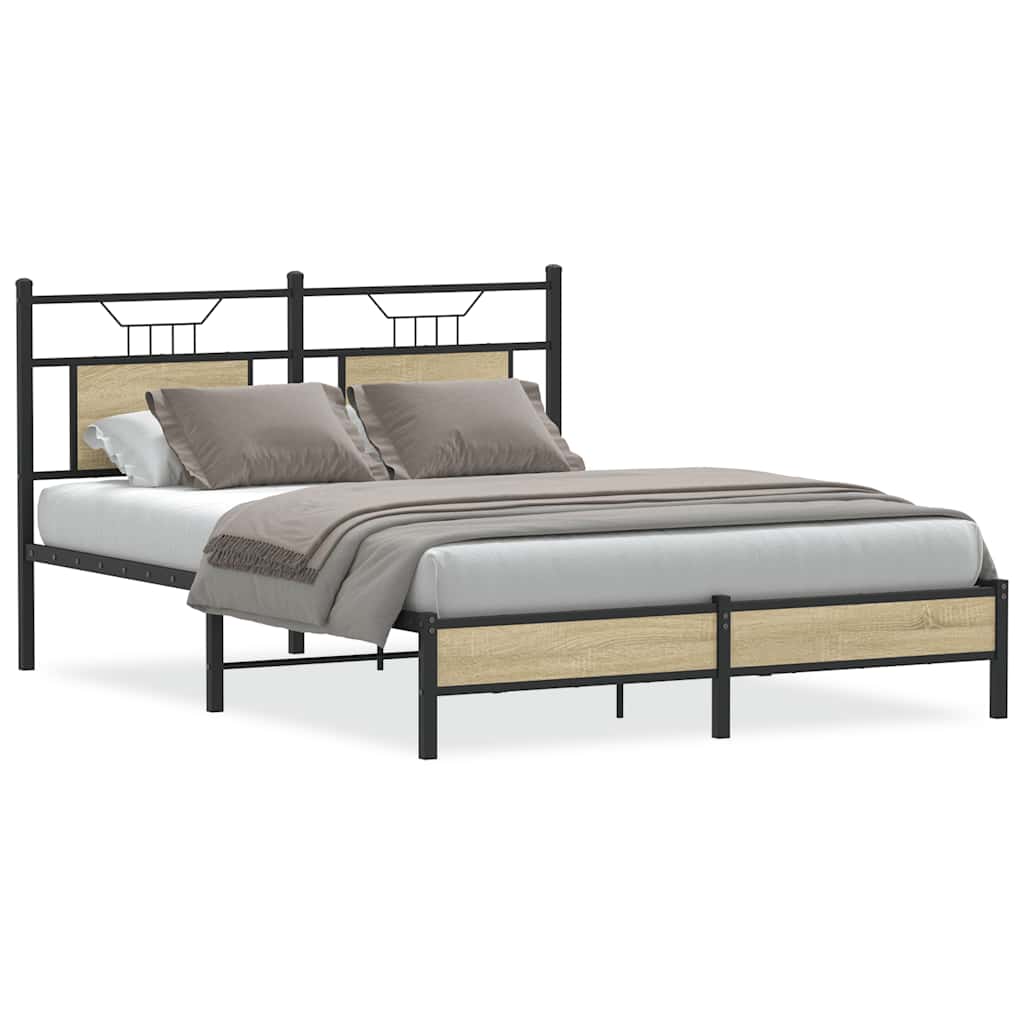 Bed Frame without Mattress Sonoma Oak 150x200 cm King Size Engineered Wood