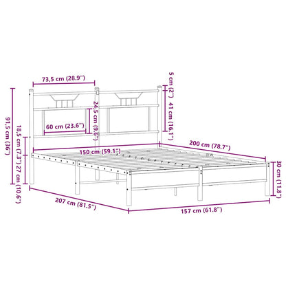 Bed Frame without Mattress Sonoma Oak 150x200 cm King Size Engineered Wood