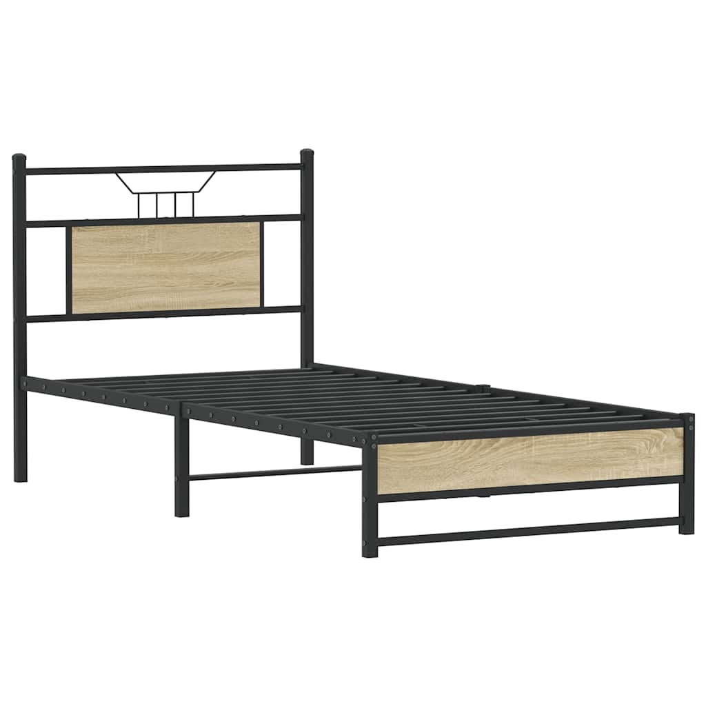 Bed Frame without Mattress Sonoma Oak 75x190 cm Small Single Engineered Wood