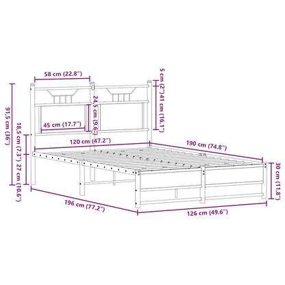 Bed Frame without Mattress Sonoma Oak 120x190 cm Small Double Engineered Wood