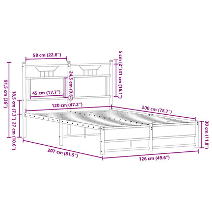 Bed Frame without Mattress Sonoma Oak 120x200 cm Engineered Wood