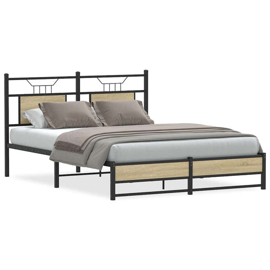 Bed Frame without Mattress Sonoma Oak 137x190 cm Engineered Wood