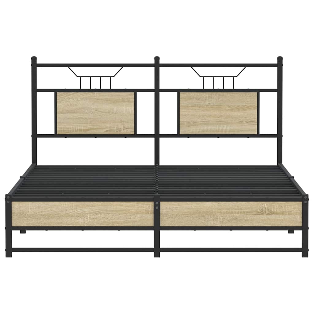 Bed Frame without Mattress Sonoma Oak 140x200 cm Engineered Wood