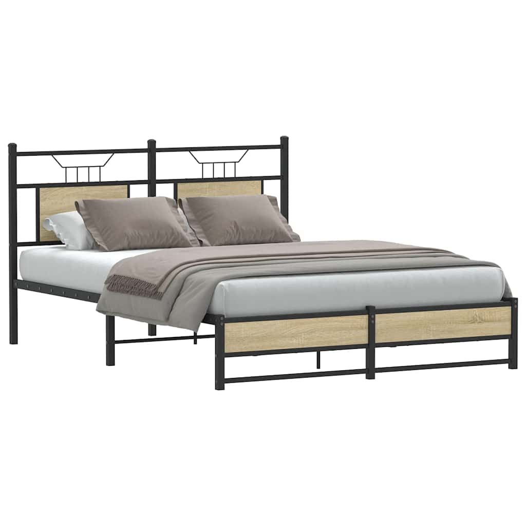 Bed Frame without Mattress Sonoma Oak 150x200 cm King Size Engineered Wood