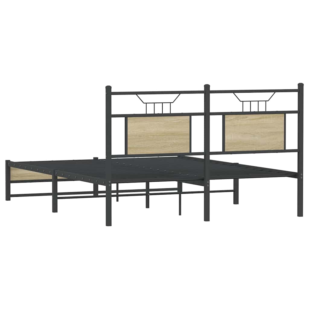 Bed Frame without Mattress Sonoma Oak 150x200 cm King Size Engineered Wood