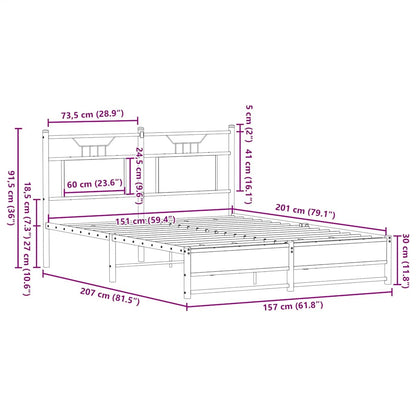 Bed Frame without Mattress Sonoma Oak 150x200 cm King Size Engineered Wood