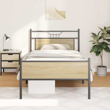 Bed Frame without Mattress Sonoma Oak 100x190 cm Engineered Wood
