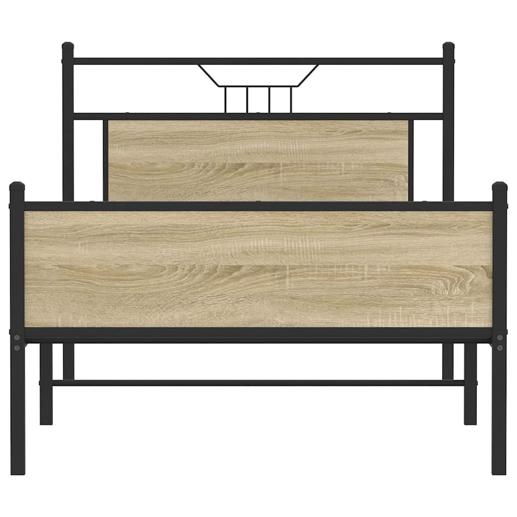 Bed Frame without Mattress Sonoma Oak 107x203 cm Engineered Wood