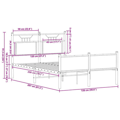 Bed Frame without Mattress Sonoma Oak 120x200 cm Engineered Wood