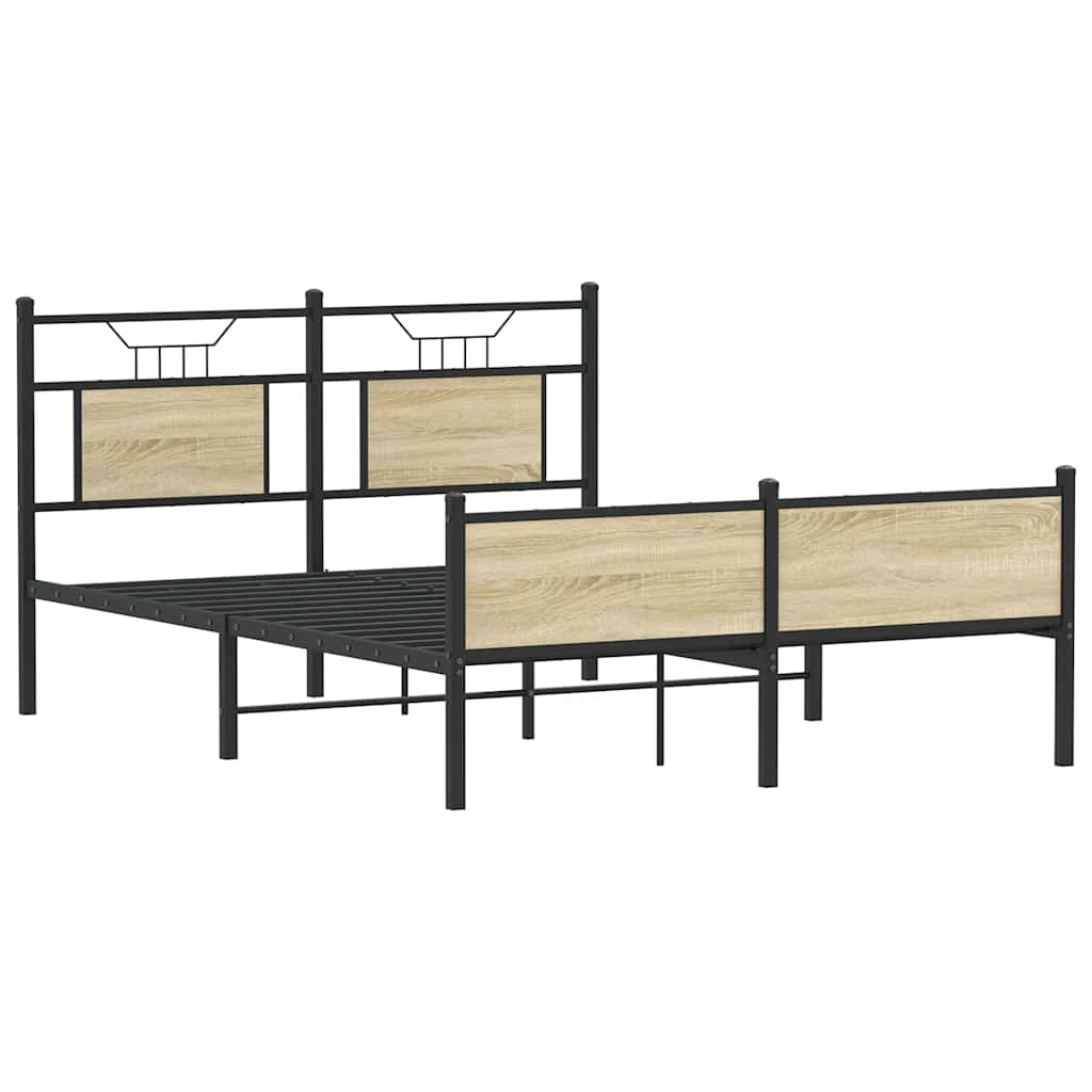 Bed Frame without Mattress Sonoma Oak 137x190 cm Engineered Wood