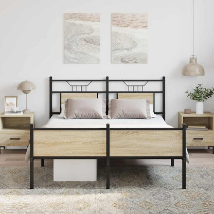 Bed Frame without Mattress Sonoma Oak 137x190 cm Engineered Wood