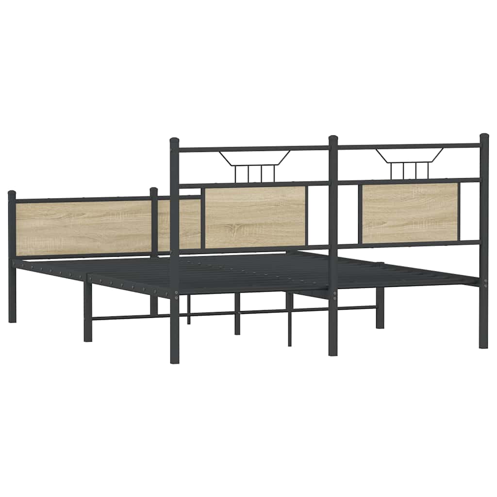 Bed Frame without Mattress Sonoma Oak 137x190 cm Engineered Wood