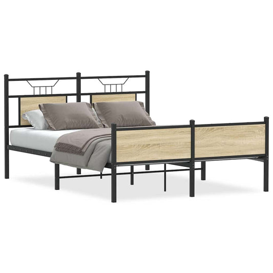 Bed Frame without Mattress Sonoma Oak 140x190 cm Engineered Wood