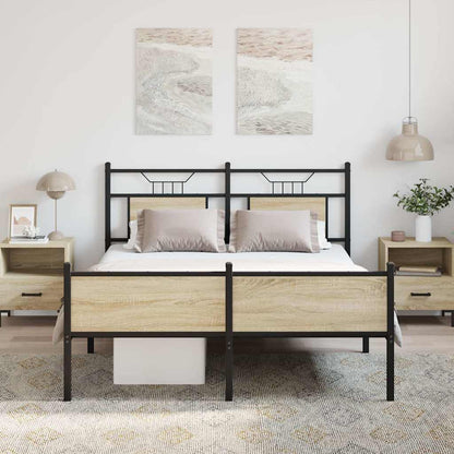 Bed Frame without Mattress Sonoma Oak 140x190 cm Engineered Wood