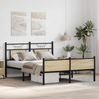 Bed Frame without Mattress Sonoma Oak 140x190 cm Engineered Wood