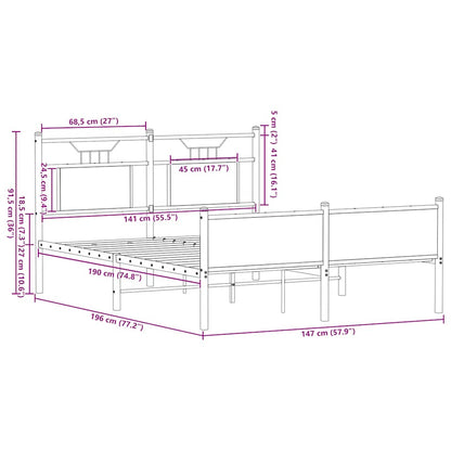 Bed Frame without Mattress Sonoma Oak 140x190 cm Engineered Wood