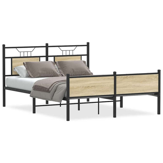 Bed Frame without Mattress Sonoma Oak 150x200 cm King Size Engineered Wood
