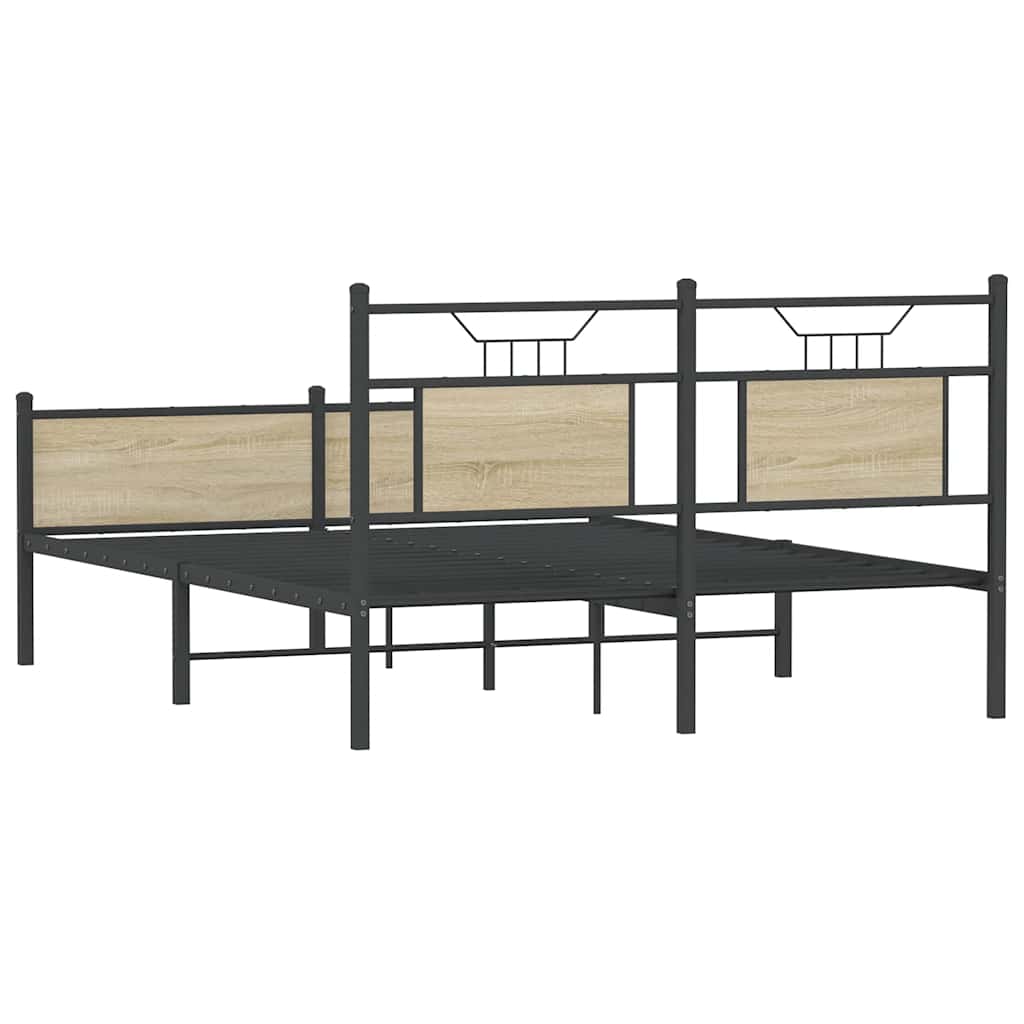 Bed Frame without Mattress Sonoma Oak 150x200 cm King Size Engineered Wood