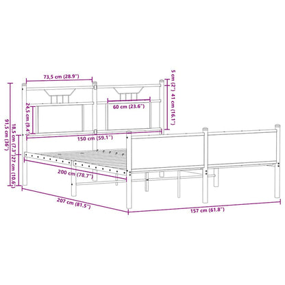 Bed Frame without Mattress Sonoma Oak 150x200 cm King Size Engineered Wood