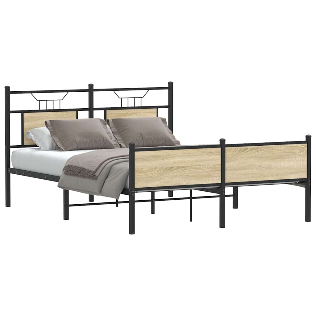 Bed Frame without Mattress Sonoma Oak 150x200 cm King Size Engineered Wood