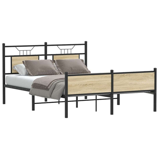 Bed Frame without Mattress Sonoma Oak 150x200 cm King Size Engineered Wood