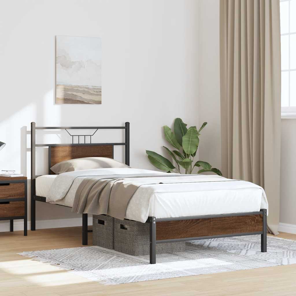 Bed Frame without Mattress Brown Oak 90x190 cm Single Engineered Wood