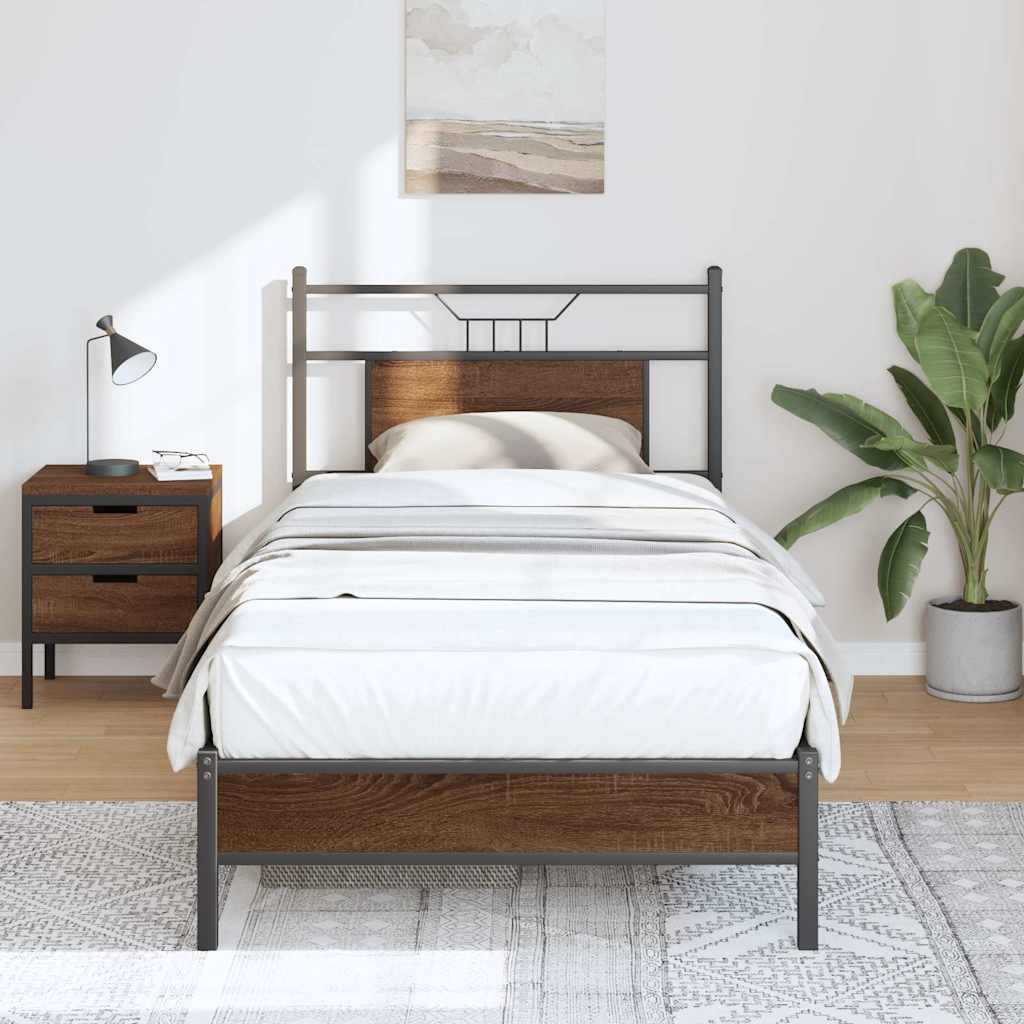 Bed Frame without Mattress Brown Oak 90x190 cm Single Engineered Wood