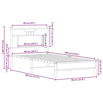 Bed Frame without Mattress Brown Oak 90x190 cm Single Engineered Wood