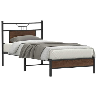 Bed Frame without Mattress Brown Oak 90x190 cm Single Engineered Wood