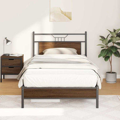 Bed Frame without Mattress Brown Oak 100x190 cm Engineered Wood