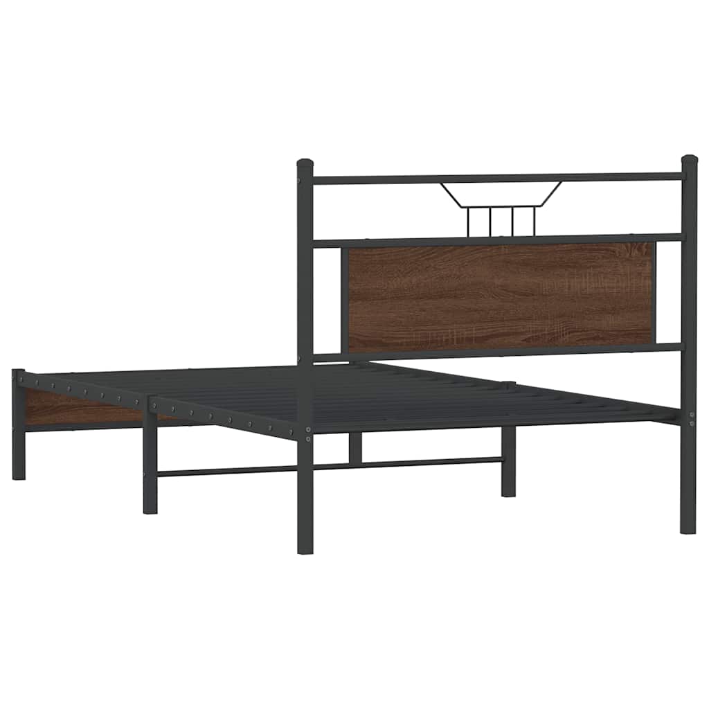 Bed Frame without Mattress Brown Oak 100x190 cm Engineered Wood