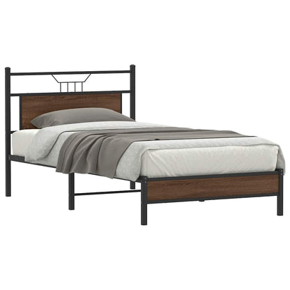 Bed Frame without Mattress Brown Oak 100x190 cm Engineered Wood