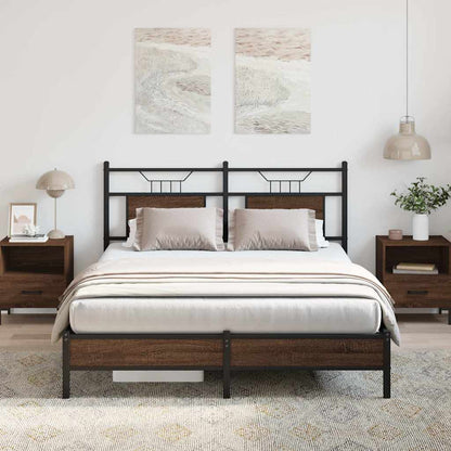 Bed Frame without Mattress Brown Oak 140x190 cm Engineered Wood