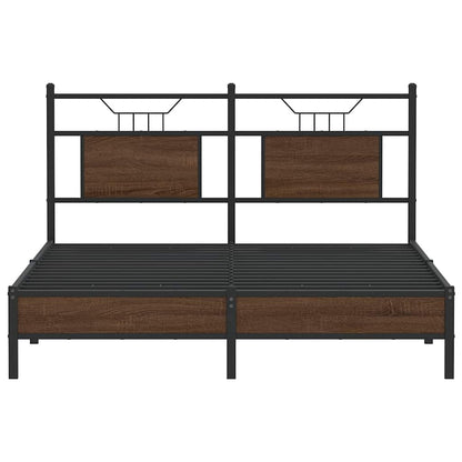 Bed Frame without Mattress Brown Oak 140x190 cm Engineered Wood