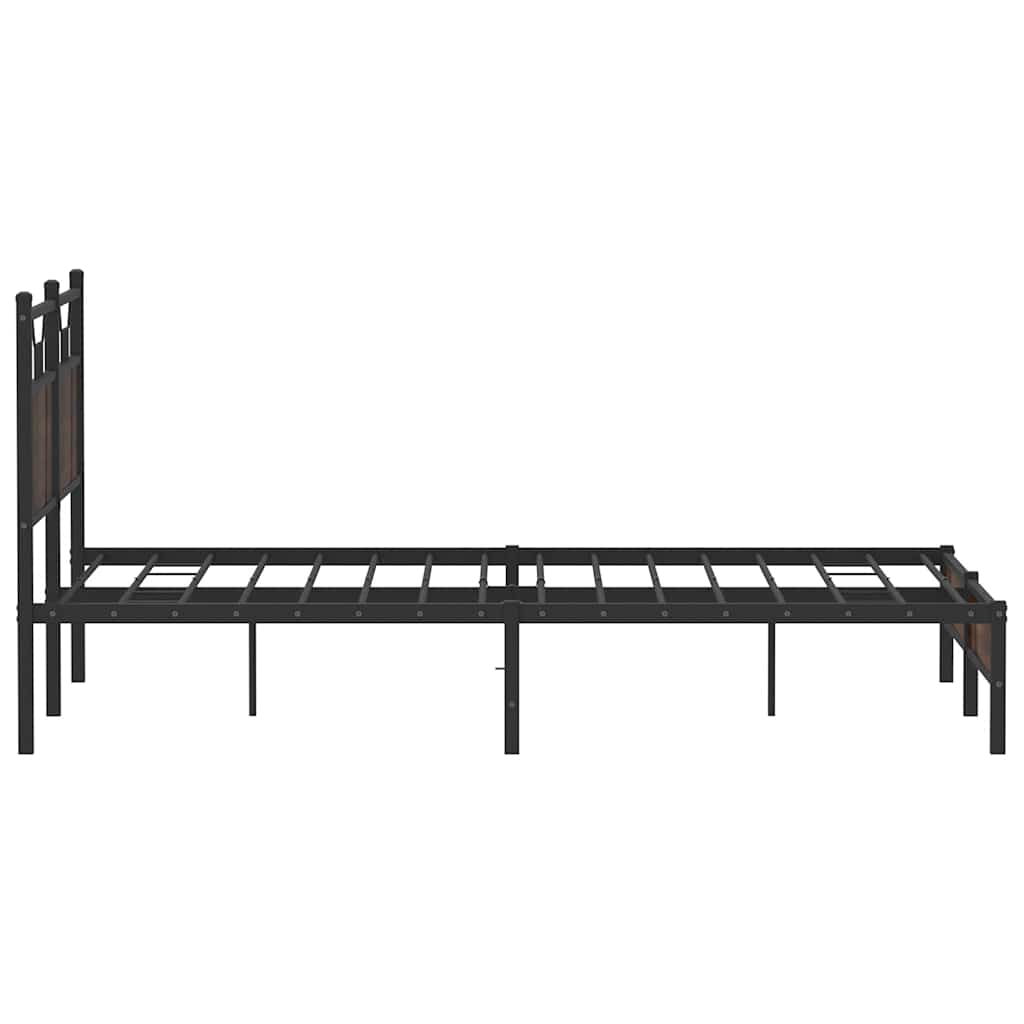 Bed Frame without Mattress Brown Oak 140x190 cm Engineered Wood