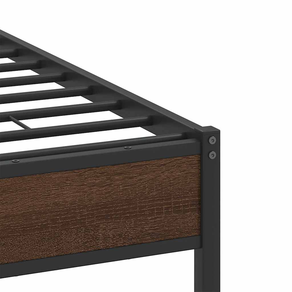 Bed Frame without Mattress Brown Oak 140x190 cm Engineered Wood