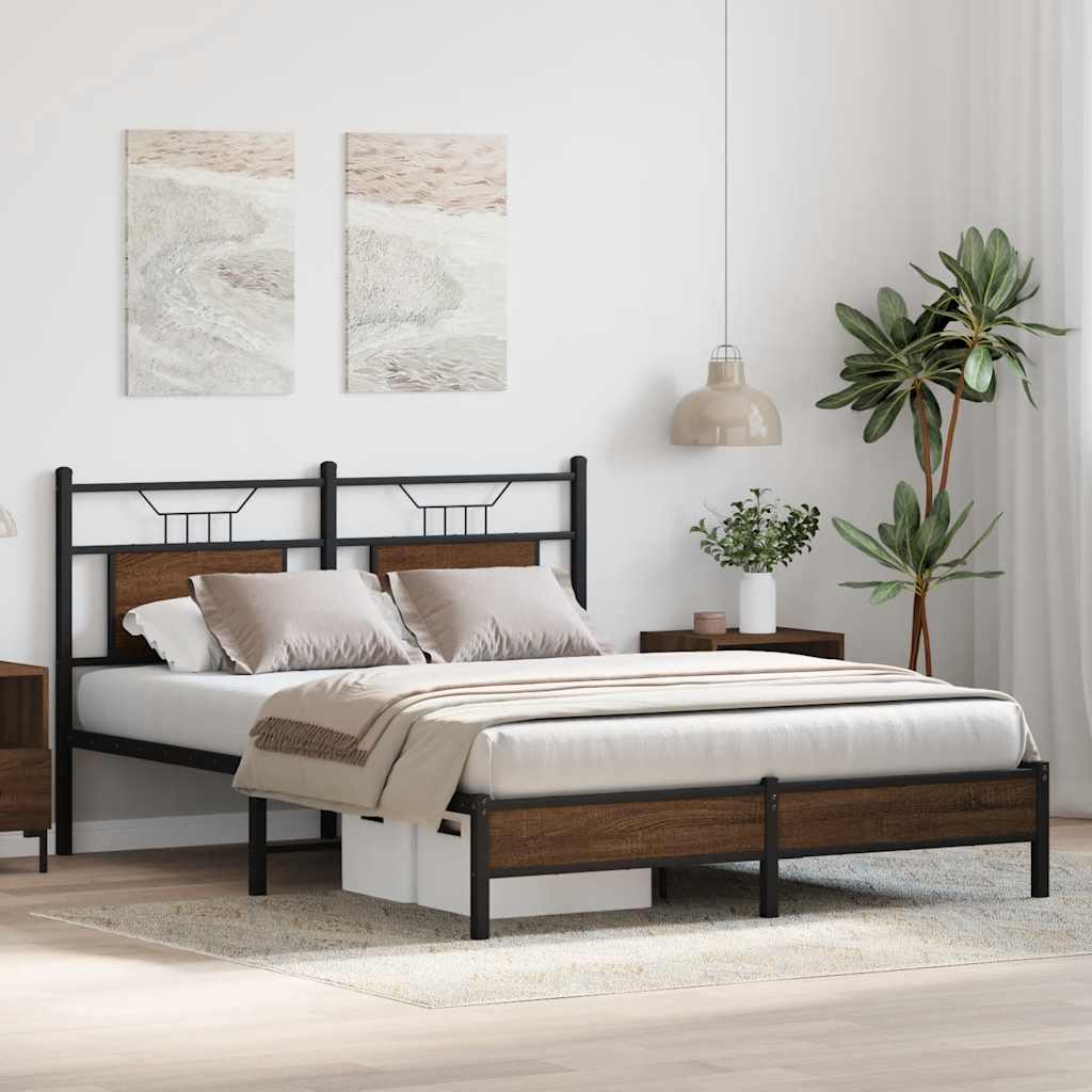 Bed Frame without Mattress Brown Oak 150x200 cm Engineered Wood