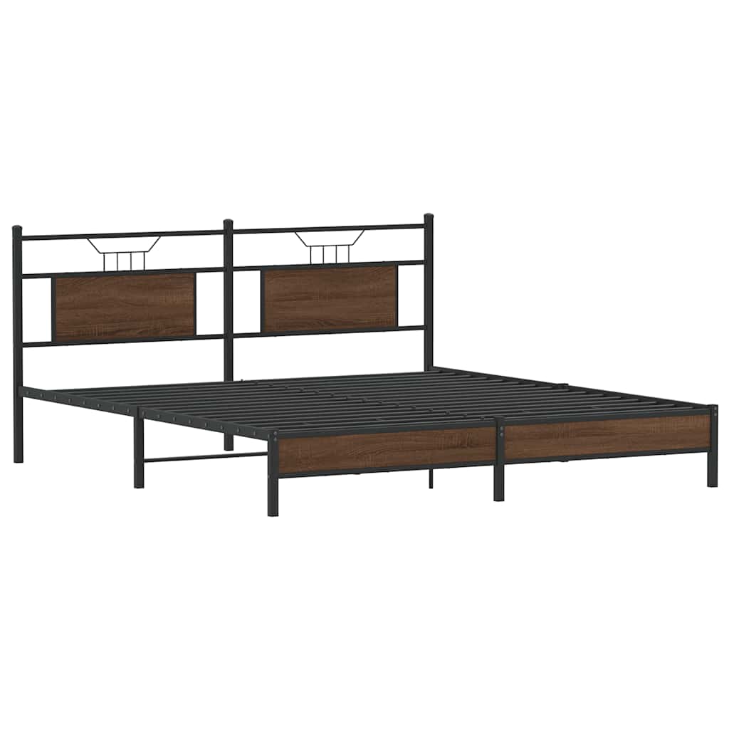 Bed Frame without Mattress Brown Oak 183x203 cm Engineered Wood
