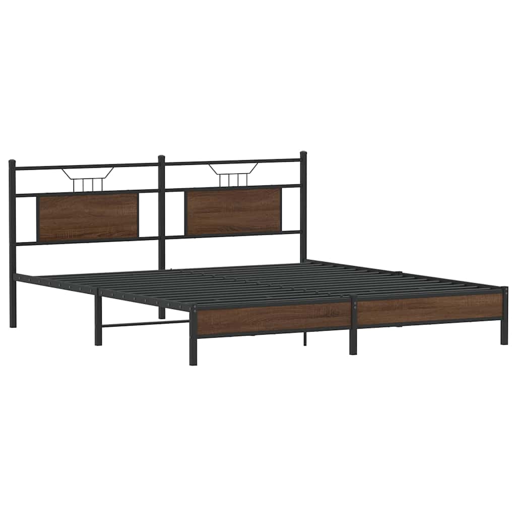 Bed Frame without Mattress Brown Oak 183x213 cm Engineered Wood
