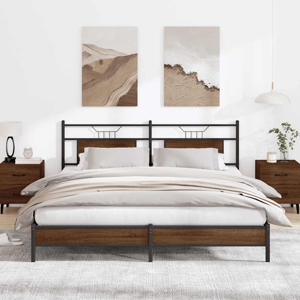 Bed Frame without Mattress Brown Oak 183x213 cm Engineered Wood