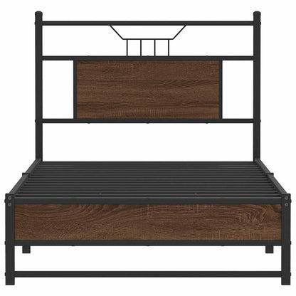 Bed Frame without Mattress Brown Oak 75x190 cm Small Single Engineered Wood