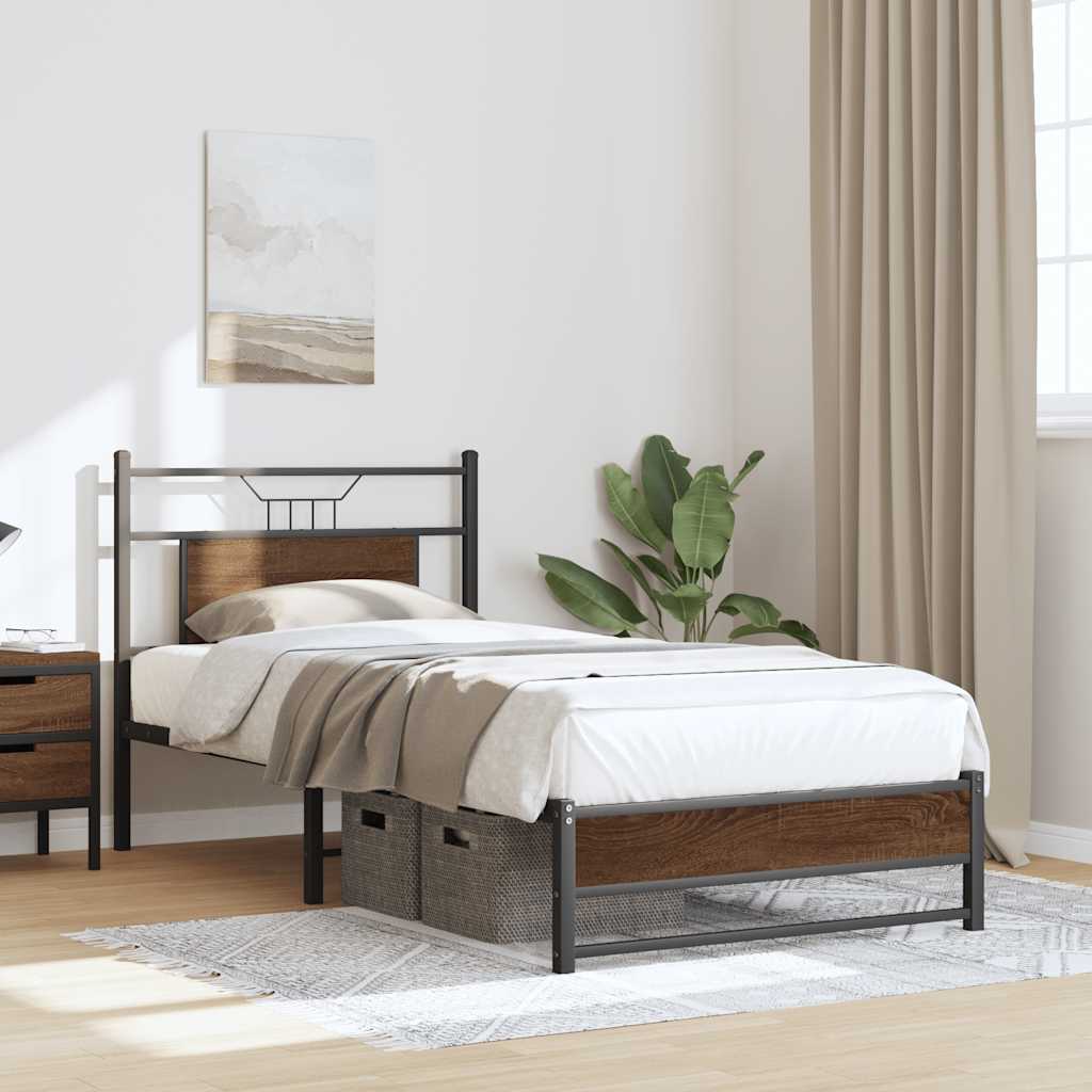 Bed Frame without Mattress Brown Oak 80x200 cm Engineered Wood